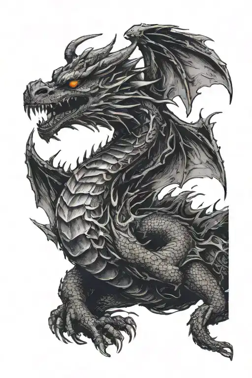 Intimidating Dragon With Wings Outstretched