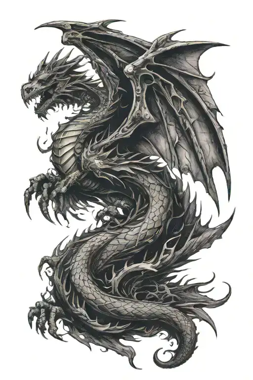 Intimidating Dragon With Wings Outstretched