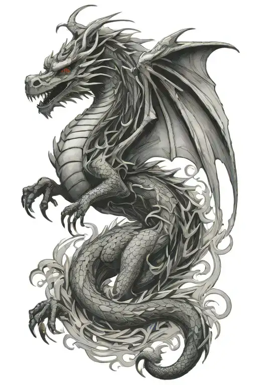 Intimidating Dragon With Wings Outstretched