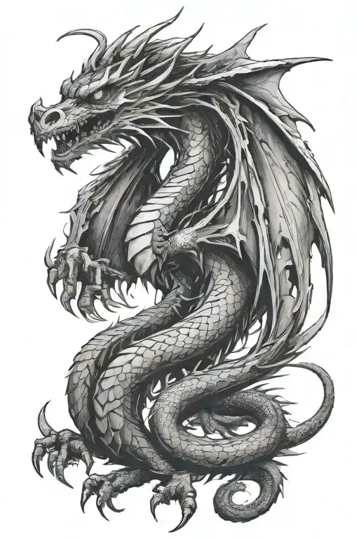 Intimidating Dragon With Wings Outstretched