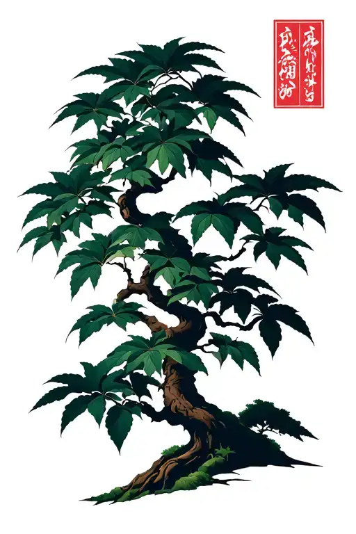 Japanese Maple Tree With Leaves Bonsai