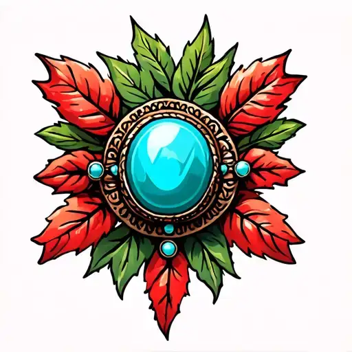 Western Turquoise And Red Jewlery With Leaves