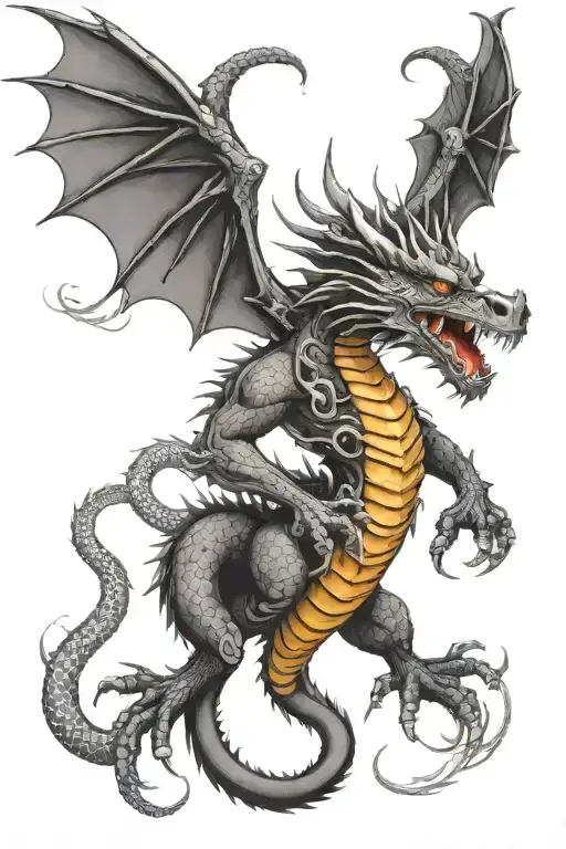 Black Dragon With Large Outstretched Wings Flying