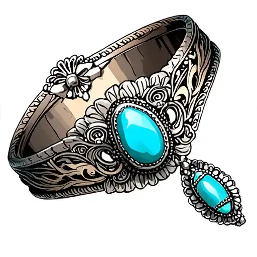 Western Turquoise Brooch Bracelet