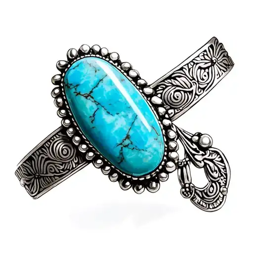 Western Turquoise Brooch Bracelet