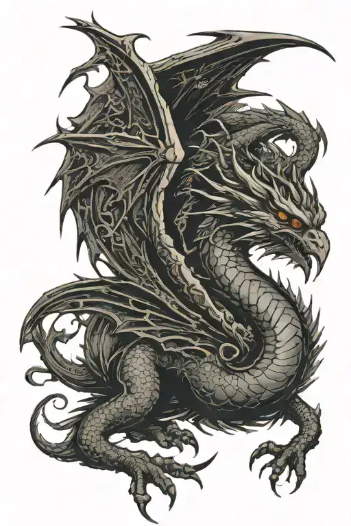 Dragon Flying With Oversized Wings