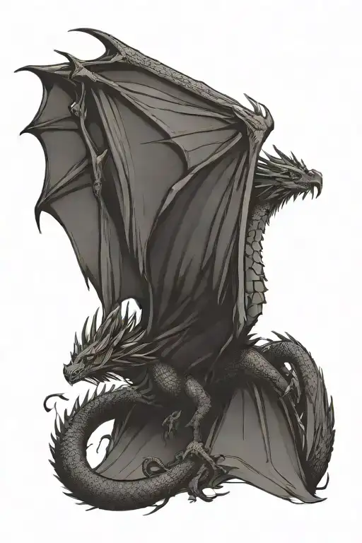 Dragon Flying With Oversized Wings