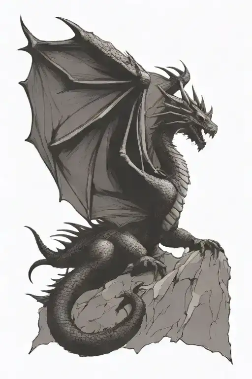 Dragon Flying With Oversized Wings