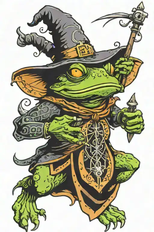 Medieval Wizard Frog Casting A Spell