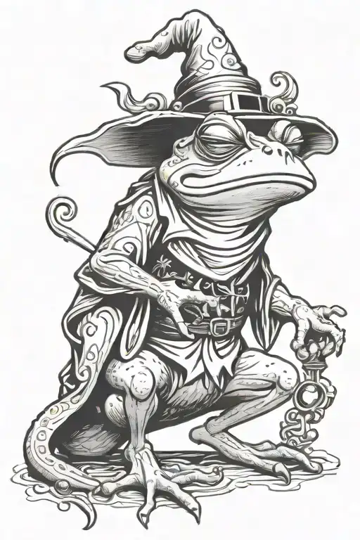 Medieval Wizard Frog Casting A Spell