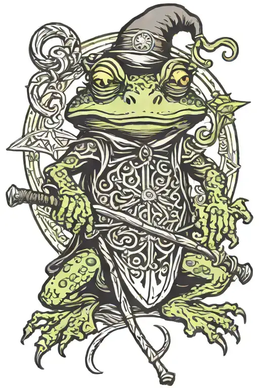 Medieval Wizard Frog With Large Staff