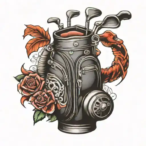 Realistic Black Golf Bag Filled