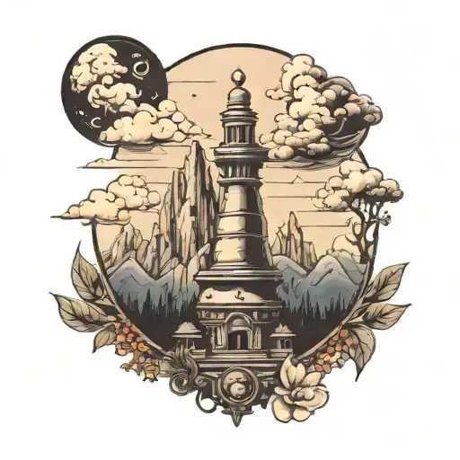 Nature With Mountains And Clouds With Shivling