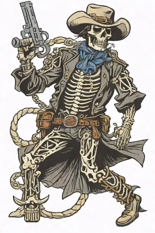 Van Kilmer Skeleton Western Gun Slinger With A Mustache