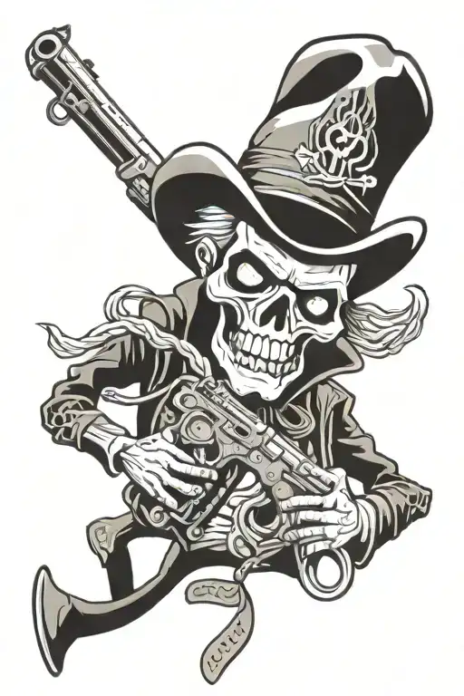 Van Kilmer Skeleton Western Gun Slinger With A Mustache
