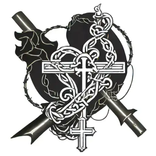 Rosary Infinity Symbol Intertwined With Crown Of Thorns And Heart