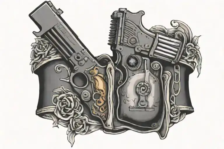 Sheet Music Line Bullets Gun Belt Wrapped Loosely