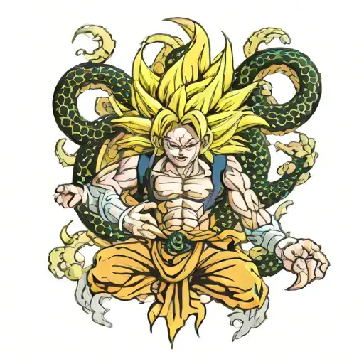 Goku Super Sayan Kamekameha With Shenron Dragon