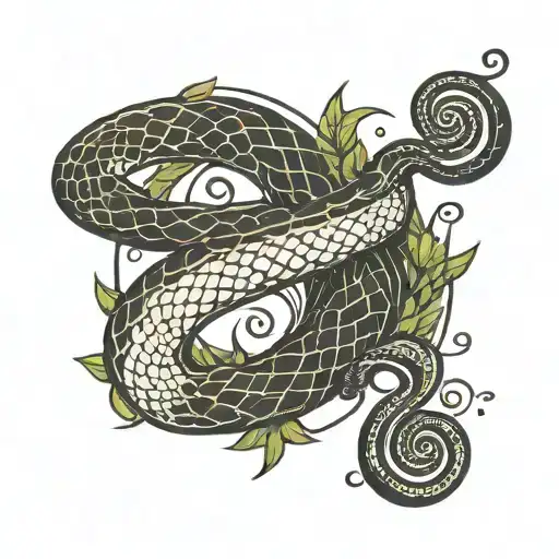 Snake Around The Leg In Yin Yang Style