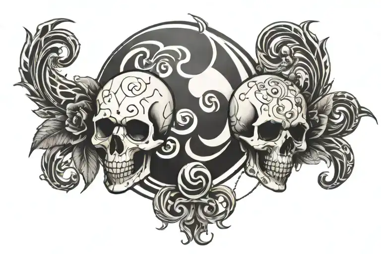 Skull And Yin Yang Symbol