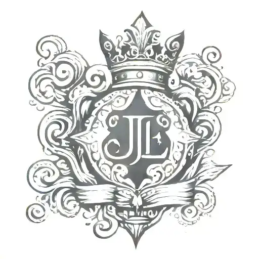 Black Spade Symbol With A Crown On Top With A J Written In Calligraphy