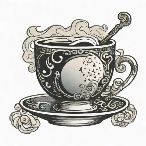 Teacup With Steam Forming The Shape Of The Moon