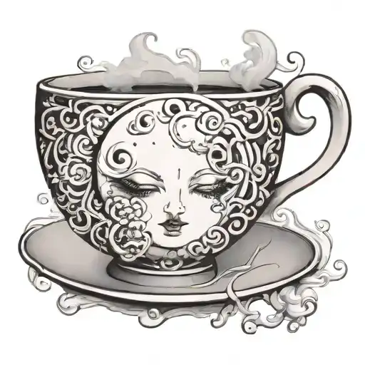 Teacup With Steam Forming The Shape Of The Moon