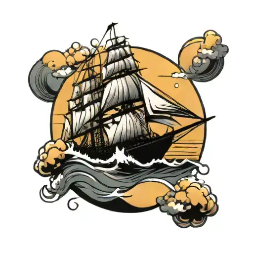 A Clipper Ship Sinking Against The Backdrop Of A Setting Sun