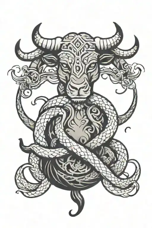 Bull And Snake Intertwined