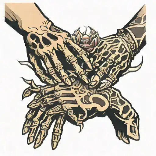 Handshake Skeleton Hand And Human Hand