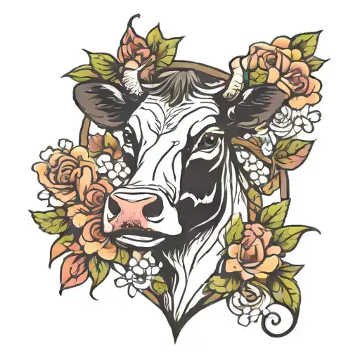 Cow And Flowers