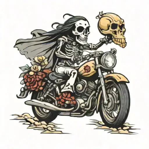 Bride Groom Skeleton Motorcycle Riding