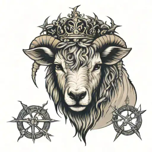 Lamb With A Crown Of Thorns And A Scar On Its Eye Tattoo