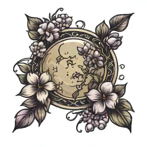 Moon With Lilac Flowers Inside