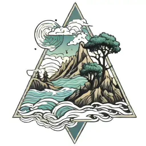 Wave Mountain Tree Triangle Made