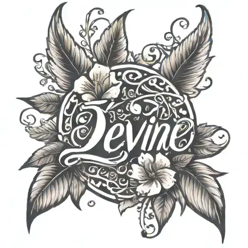 The Word Devine With Flowers Around It