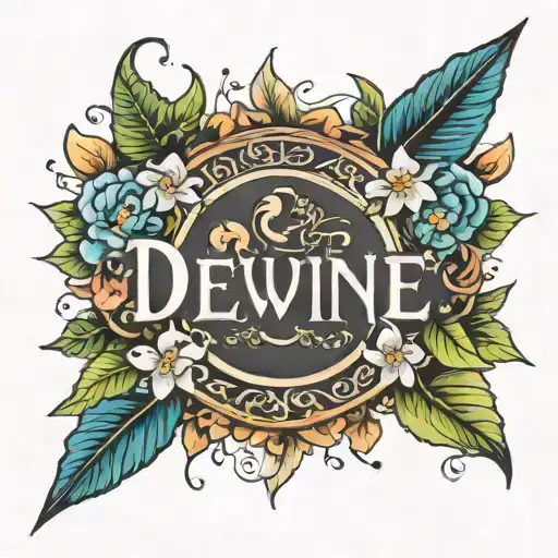 The Word Devine With Flowers Around It