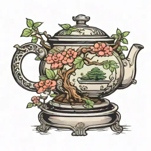 Bonsai Tree Growing In Teapot