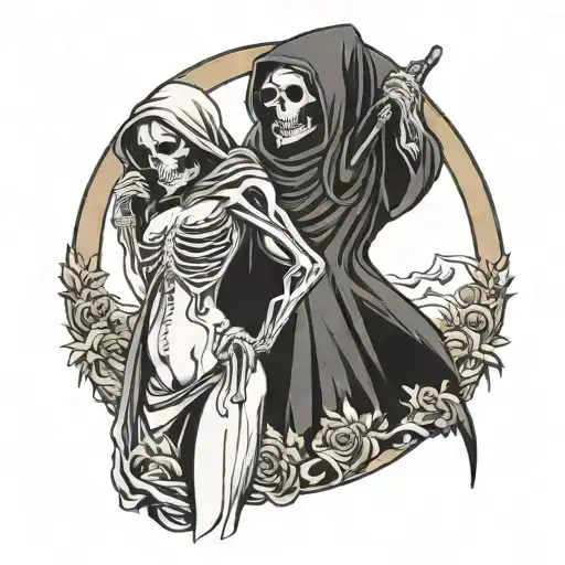 Grim Reaper Peeping On Woman Undressing