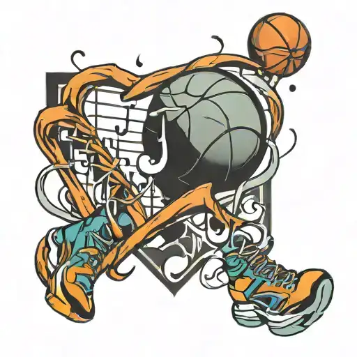 Basketball And A Music Note Intertwined