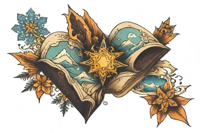 Mountains Book Stars Snowflake