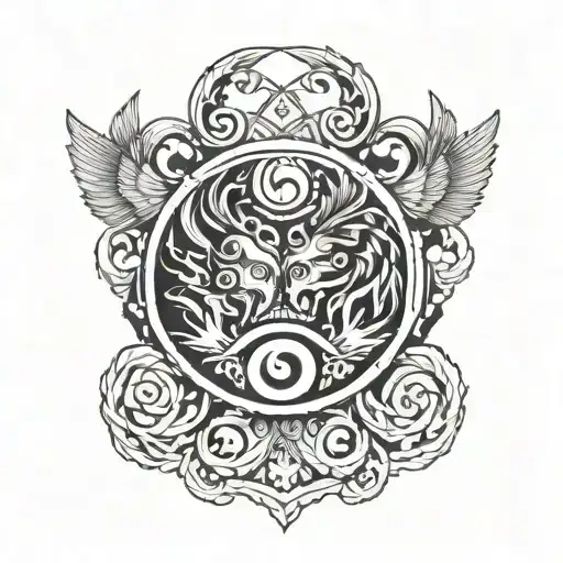 Represents Brother And Sister With Simple Mythical Symbol