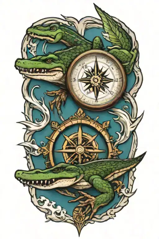 Compass With Alligator