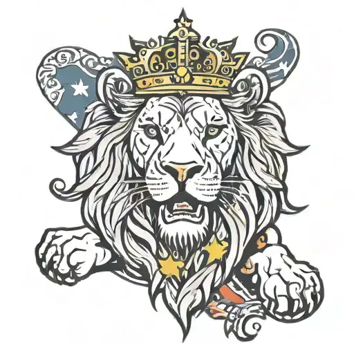 Lion Wearing A Crown With The Colorado Flag Intertwined