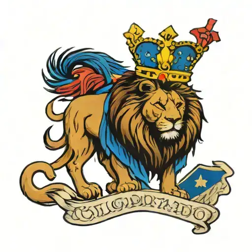 Lion Wearing A Crown With The Colorado State Flag