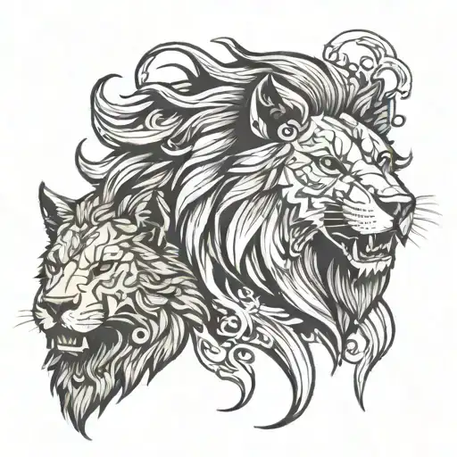 Lion And Wolf Head
