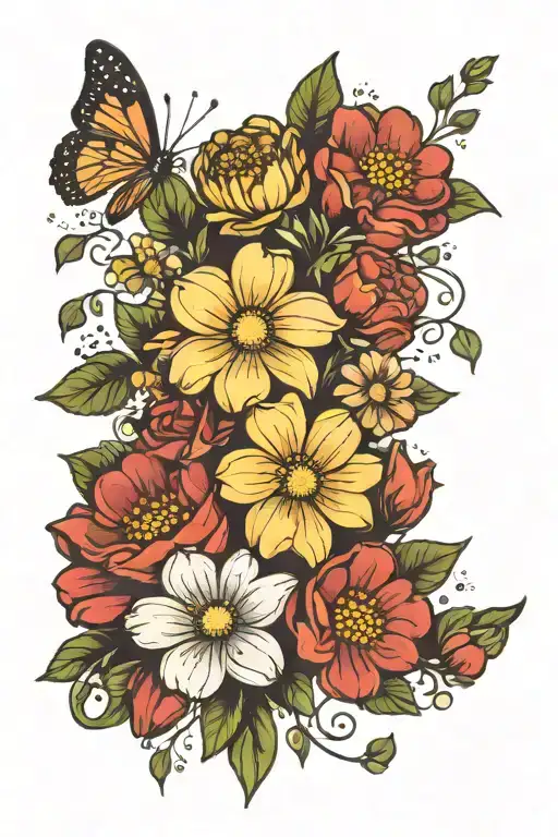 Mary Gold And Cosmos Flower Bouquet