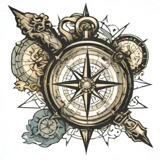 Compass Surrounded By Barbados Map