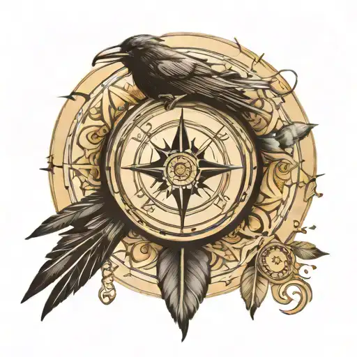 Raven And Viking Compass Design