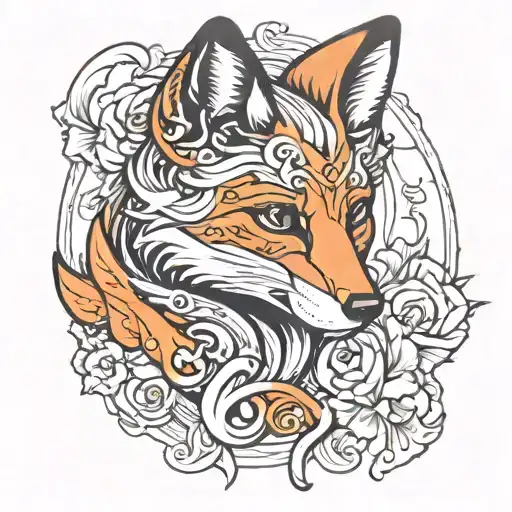 Womb Tattoo Design With A Fox Curled